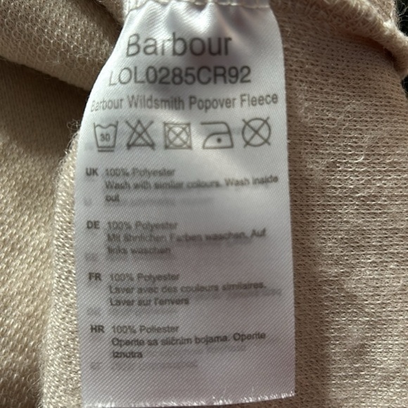 Barbour       popover fleece size 8 cream‎ color olive green accents - Picture 10 of 11